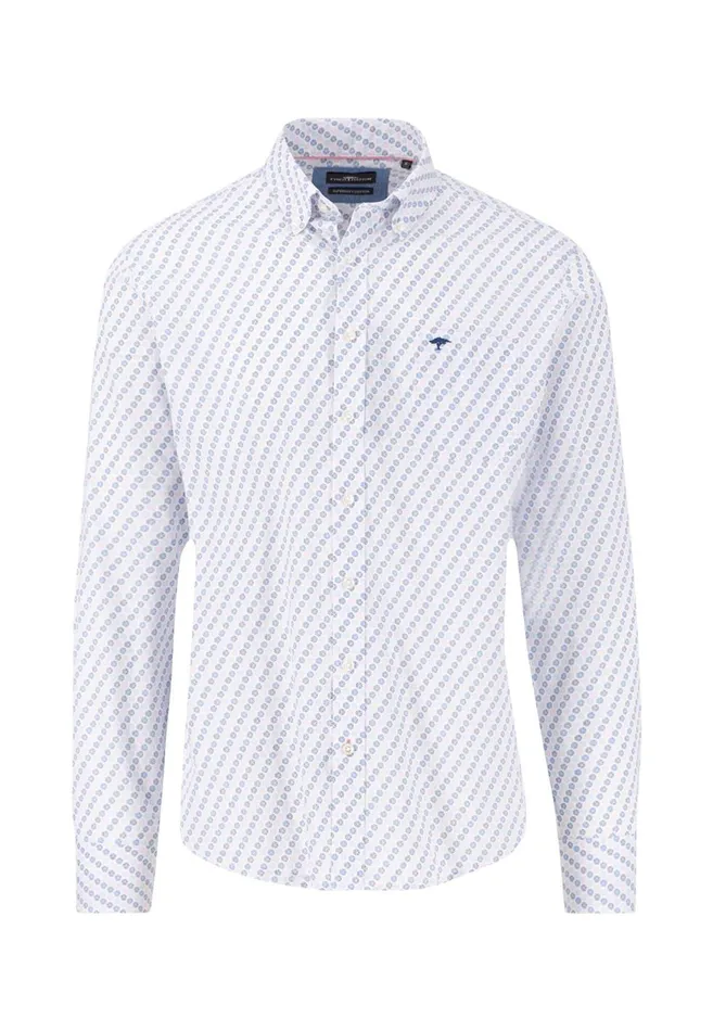FYNCHHATTON Shirt With Buttondown Collar And Dot Pattern Poppy Redpeeturf Green Men Shirts