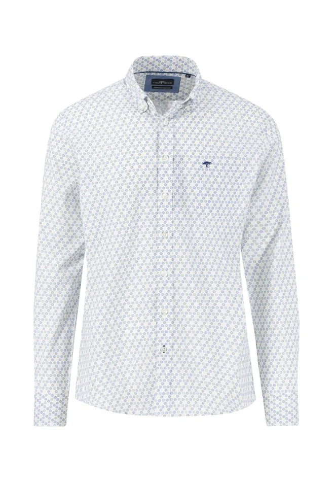 FYNCHHATTON Shirt With Buttondown Collar And Dot Pattern Poppy Redpeeturf Green Men Shirts