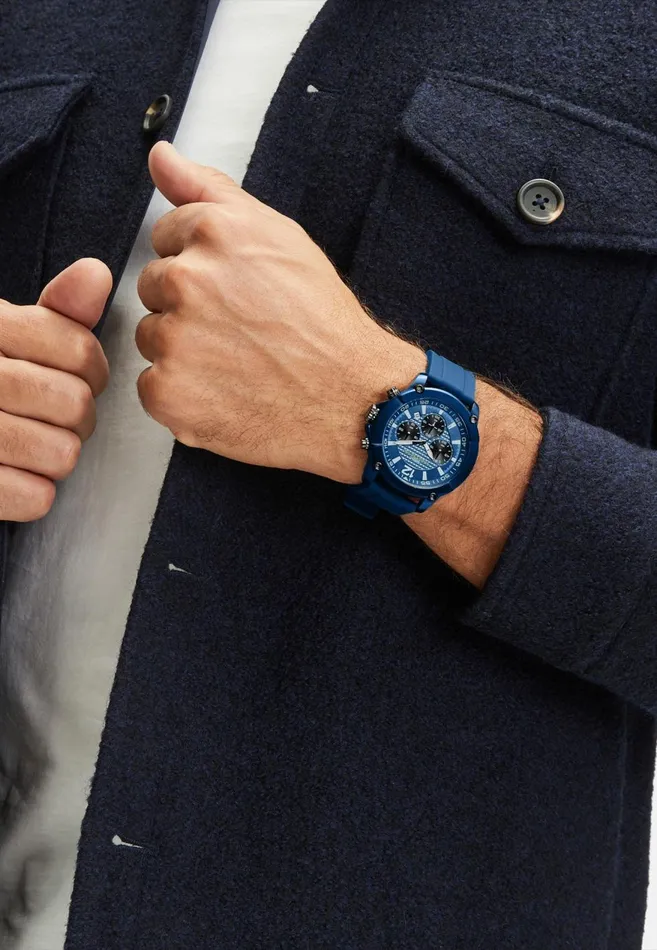 FYNCHHATTON Stainless Steel Watch With Chronograph Blue Men Watch