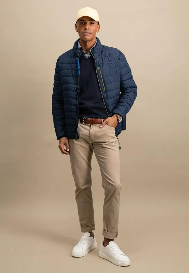 FYNCHHATTON Stepp Jacket Casual Fit With Breast Pocket Dark Navystrong Blue Men Jackets and Coats