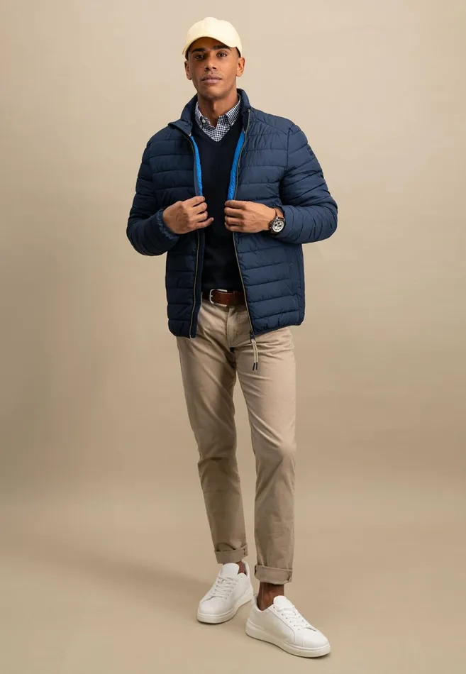 FYNCHHATTON Stepp Jacket Casual Fit With Breast Pocket Dark Navystrong Blue Men Jackets and Coats