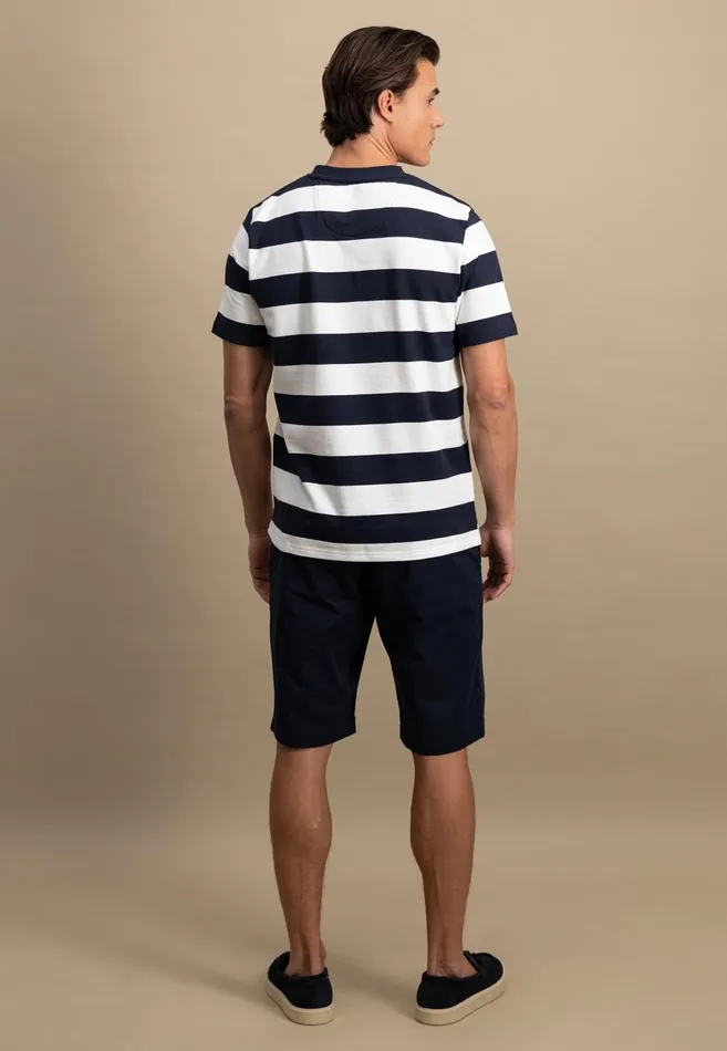 FYNCHHATTON Striped Tshirt With A Colored LogoTail Navynew Offwhite Men Tshirts
