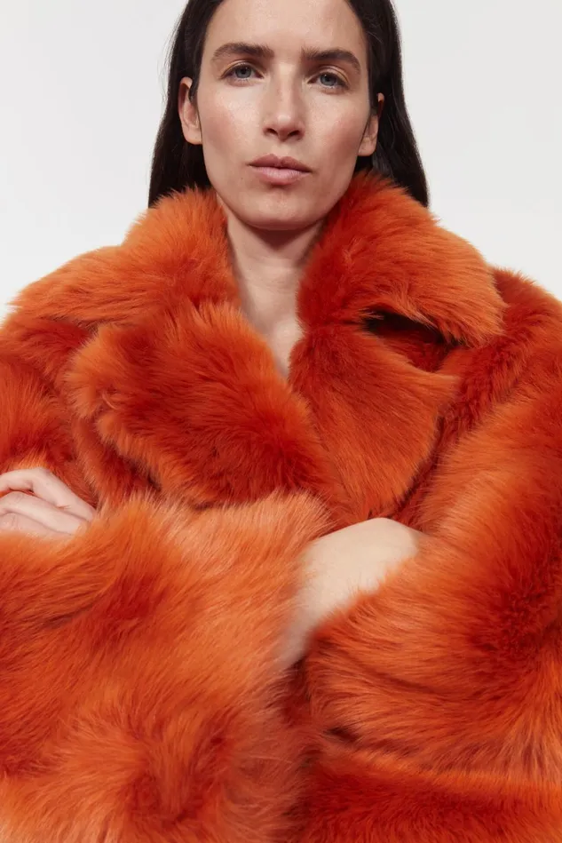 Georgia Shearling Coat Amber Women Rodebjer Outerwear
