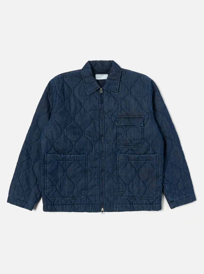 Gower Jacket In Indigo Quilt Denim Men Universal Works Coats and Outerwear