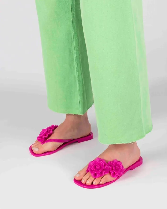 Harmomic Squared Garden Pink Women Melissa Flip Flops