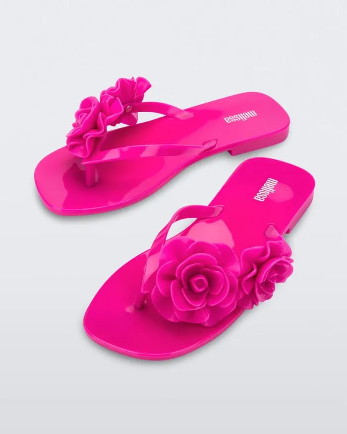 Harmomic Squared Garden Pink Women Melissa Flip Flops