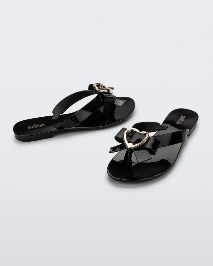 Harmonic Heart Black Women Melissa Flip Flops