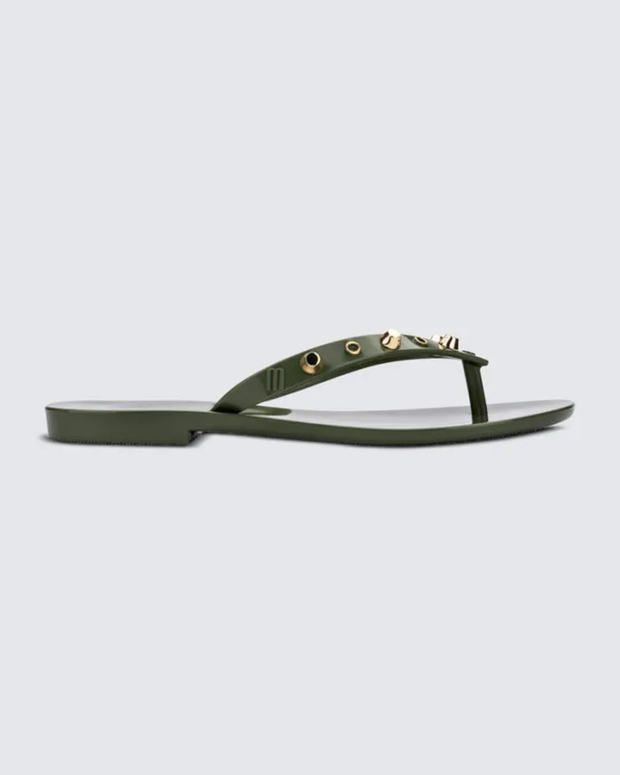 Harmonic Studs Green Women Melissa Flip Flops