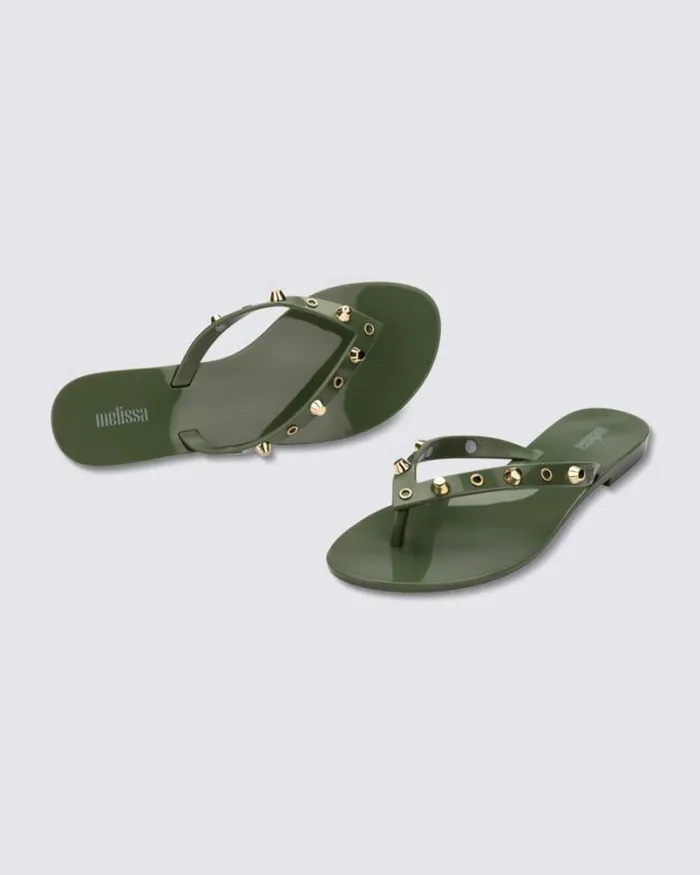 Harmonic Studs Green Women Melissa Flip Flops