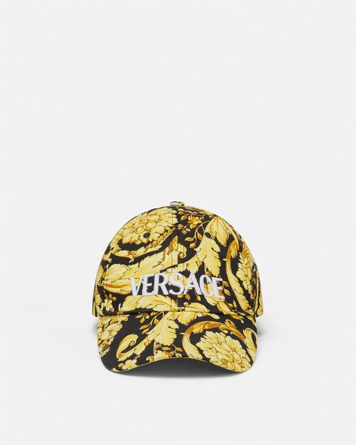 Hats and Caps WomenMen Versace Barocco Logo Baseball Cap Blackprint