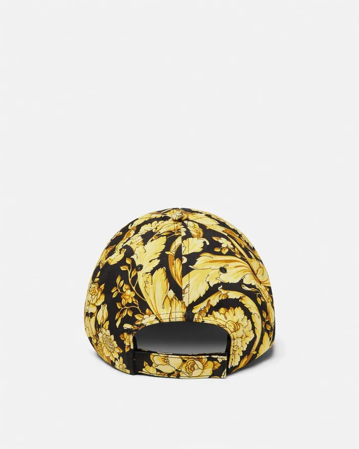 Hats and Caps WomenMen Versace Barocco Logo Baseball Cap Blackprint