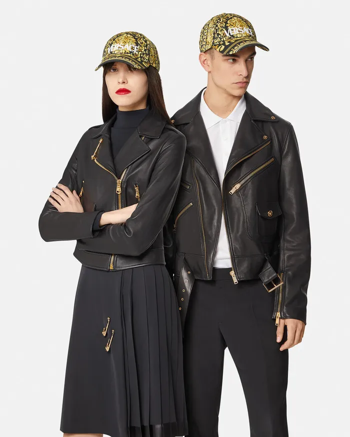 Hats and Caps WomenMen Versace Barocco Logo Baseball Cap Blackprint