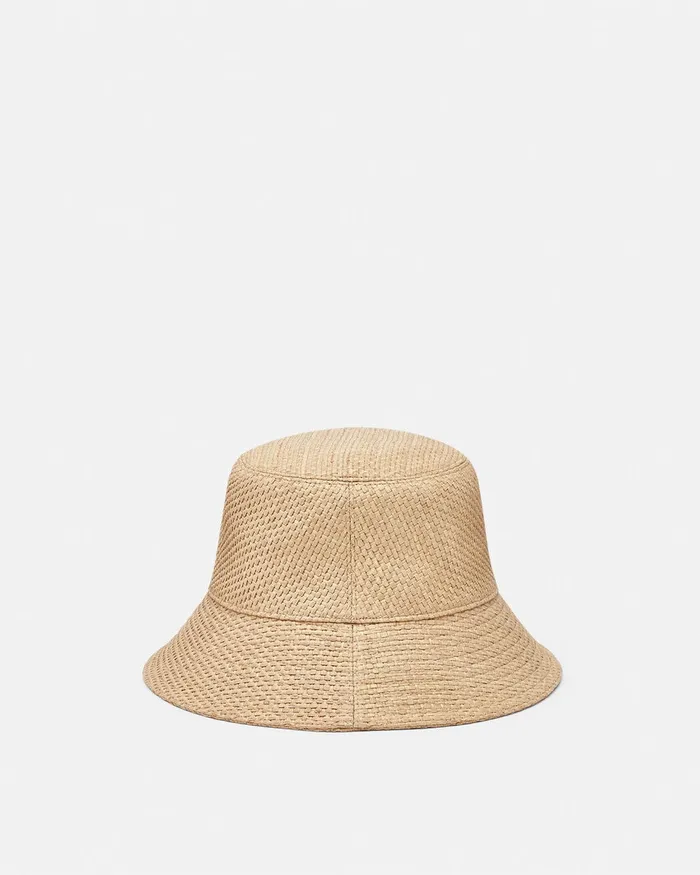 Hats and Caps WomenMen Versace Logo Raffia Bucket Hat Beige