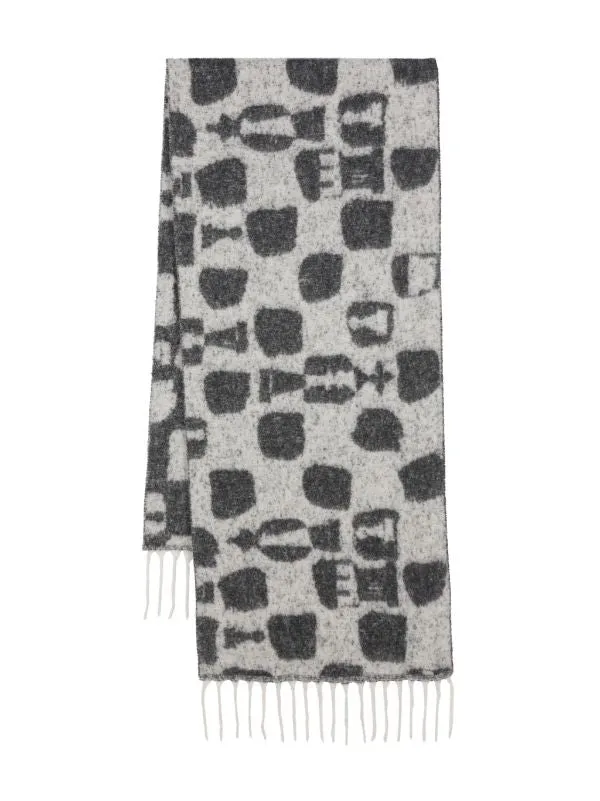 Henrik Vibskov Boutique Chess Wool Scarf 8211 White Black Chess Men Scarves