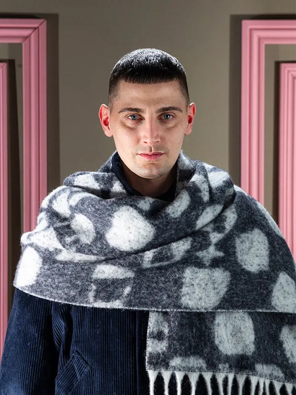 Henrik Vibskov Boutique Chess Wool Scarf 8211 White Black Chess Men Scarves