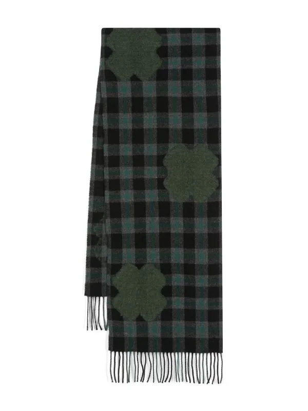Henrik Vibskov Boutique Cross Wool Scarf 8211 Olive Grid Cross Men Scarves