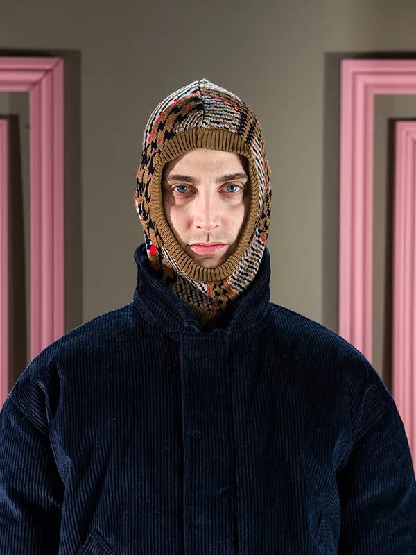 Henrik Vibskov Boutique Dusk Knit Balaclava 8211 Orange Mixed Checks Women Knitwear