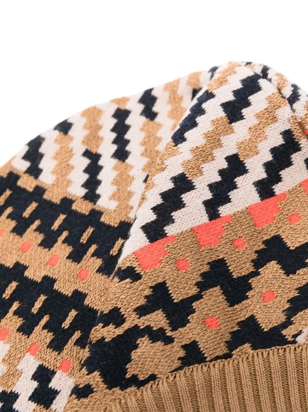 Henrik Vibskov Boutique Dusk Knit Balaclava 8211 Orange Mixed Checks Women Knitwear