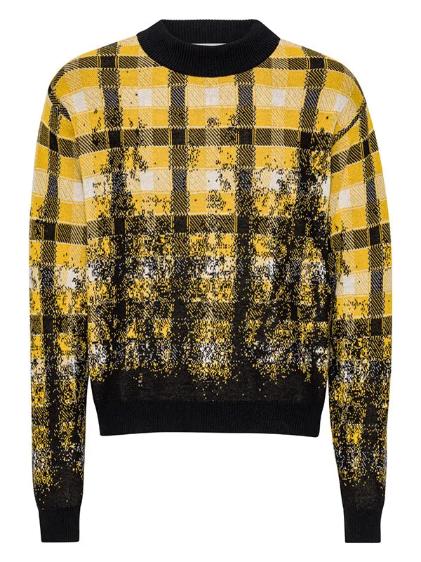 Henrik Vibskov Boutique Faded Knit Jumper 8211 Blurry Black Yellow Check Men Hoodies and Sweatshirts Henrik Vibskov Boutique Faded Knit Jumper 8211 Blurry Black Yellow Check Men Hoodies and Sweatshirts