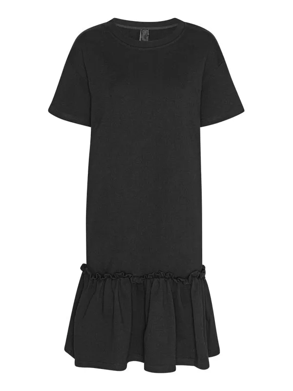 Henrik Vibskov Boutique French Terry TShirt Ruffle Dress 8211 Ash Black Women Dresses