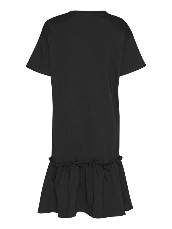 Henrik Vibskov Boutique French Terry TShirt Ruffle Dress 8211 Ash Black Women Dresses