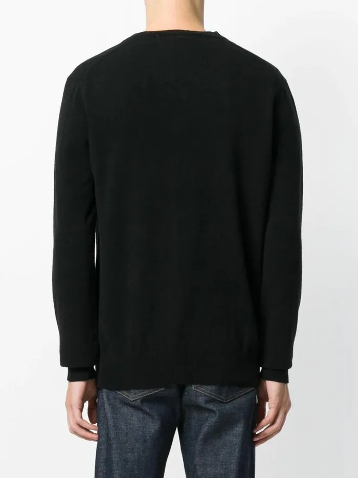 Henrik Vibskov Boutique Mens VNeck Pullover White Heart 8211 Black Men Knitwear