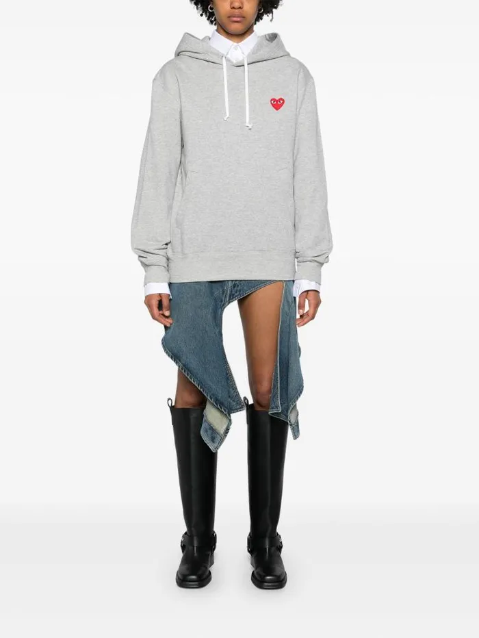 Henrik Vibskov Boutique Unisex Hoodie Red Heart 8211 Grey Men Hoodies and Sweatshirts
