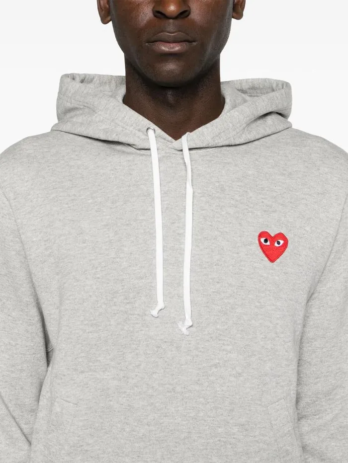 Henrik Vibskov Boutique Unisex Hoodie Red Heart 8211 Grey Men Hoodies and Sweatshirts