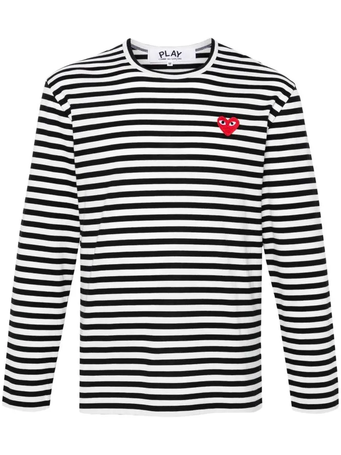 Henrik Vibskov Boutique Unisex Striped Tee Red Heart 8211 Black Men Tops