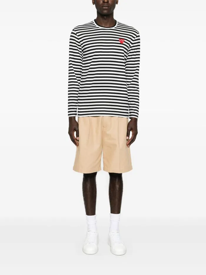 Henrik Vibskov Boutique Unisex Striped Tee Red Heart 8211 Black Men Tops