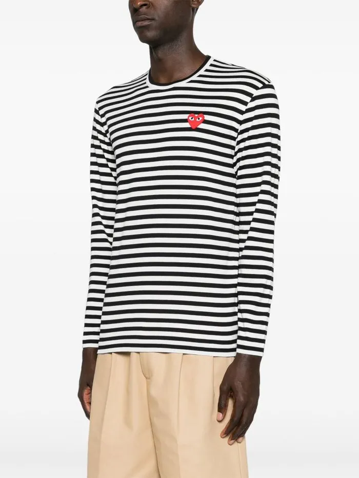 Henrik Vibskov Boutique Unisex Striped Tee Red Heart 8211 Black Men Tops
