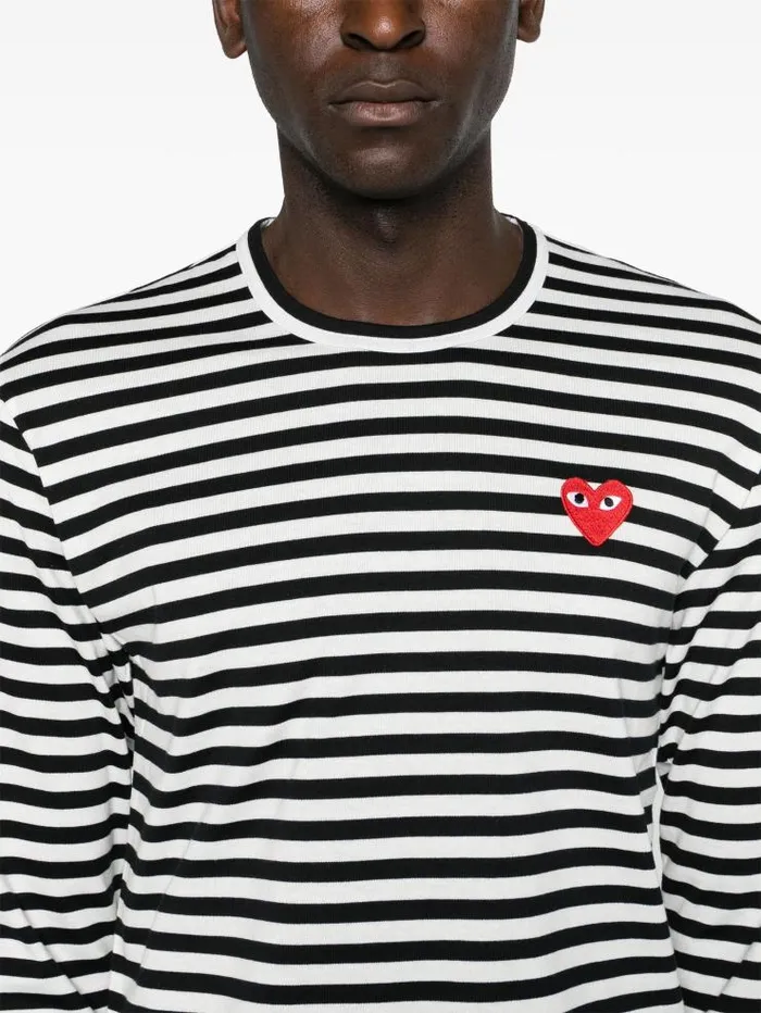 Henrik Vibskov Boutique Unisex Striped Tee Red Heart 8211 Black Men Tops