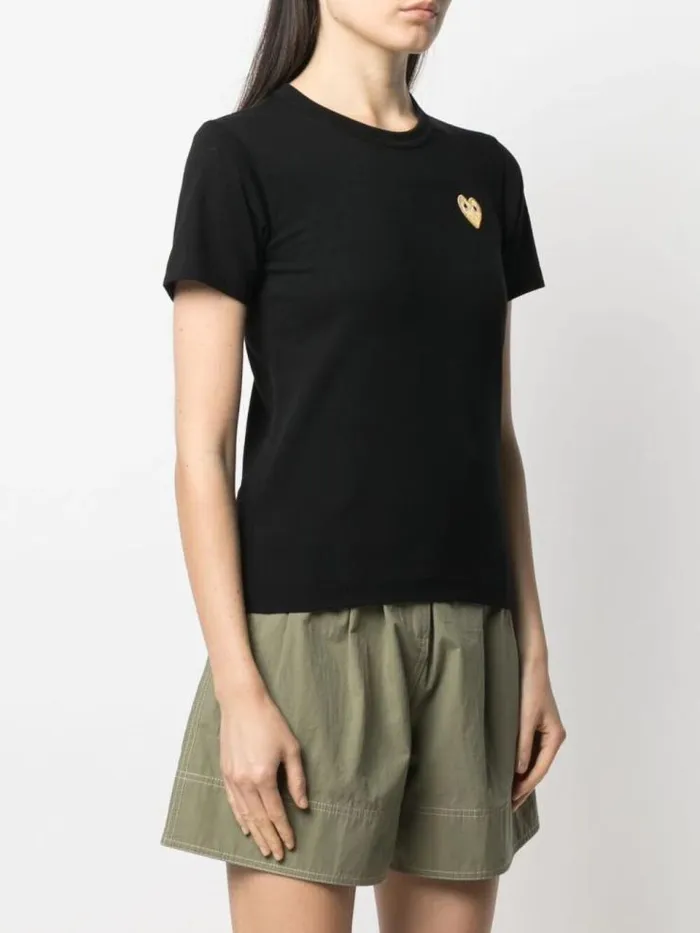 Henrik Vibskov Boutique Women039s Short Sleeve Tee Gold Heart 8211 Black Women Tops