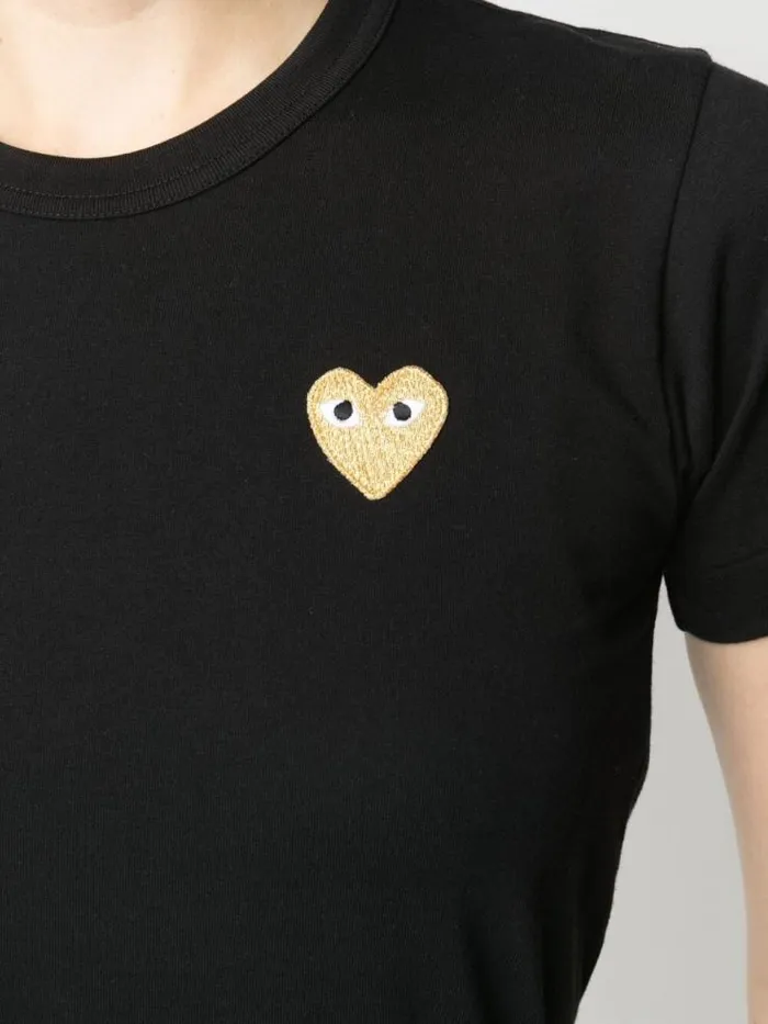 Henrik Vibskov Boutique Women039s Short Sleeve Tee Gold Heart 8211 Black Women Tops