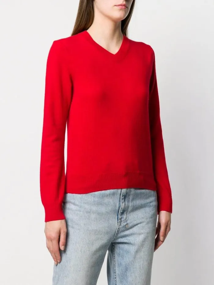 Henrik Vibskov Boutique Womens VNeck Pullover Sleeve Red Heart 8211 Red Women Knitwear