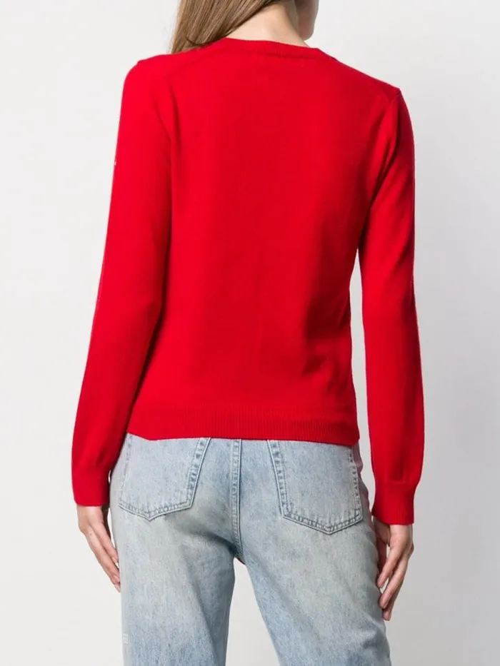 Henrik Vibskov Boutique Womens VNeck Pullover Sleeve Red Heart 8211 Red Women Knitwear
