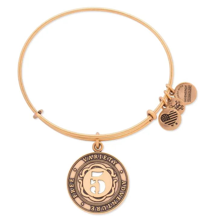 Iconic Women Alex And Ani Number 5 Charm Bangle Bracelet Rafaelian Gold