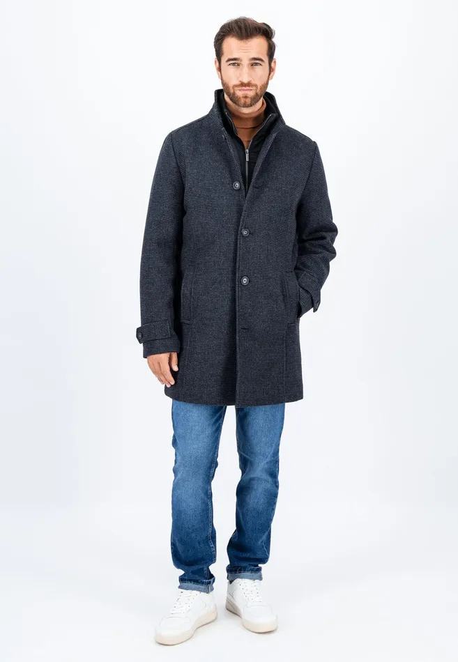 Jackets and Coats Men FYNCHHATTON Tweed Coat Made Of Wool Mix With Lining Charcoal