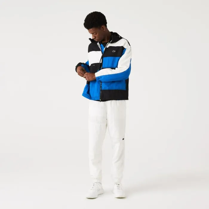 Jackets and Coats Men Lacoste Men039s Patchwork Effect Jacket Black Blue White Se1