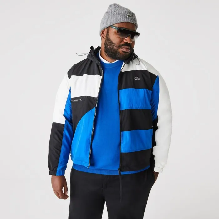 Jackets and Coats Men Lacoste Men039s Patchwork Effect Jacket Black Blue White Se1