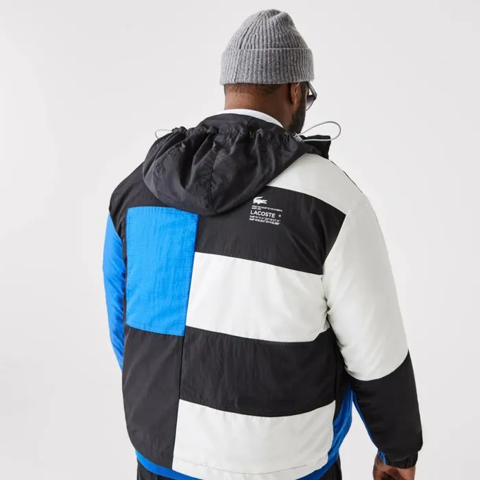 Jackets and Coats Men Lacoste Men039s Patchwork Effect Jacket Black Blue White Se1