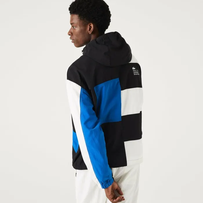 Jackets and Coats Men Lacoste Men039s Patchwork Effect Jacket Black Blue White Se1
