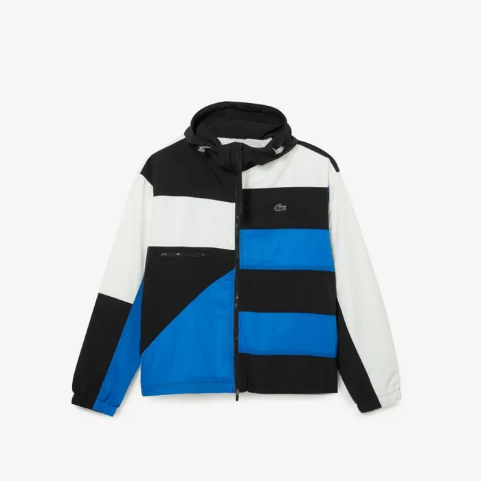 Jackets and Coats Men Lacoste Men039s Patchwork Effect Jacket Black Blue White Se1