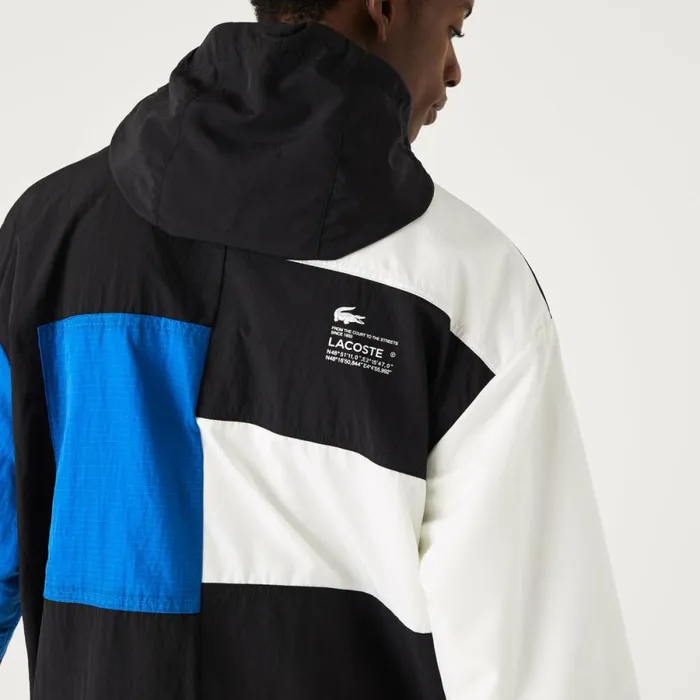 Jackets and Coats Men Lacoste Men039s Patchwork Effect Jacket Black Blue White Se1