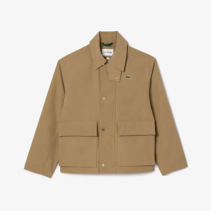 Jackets and Coats Men Lacoste Men039s Waterproof Collared Jacket Beige Cb8
