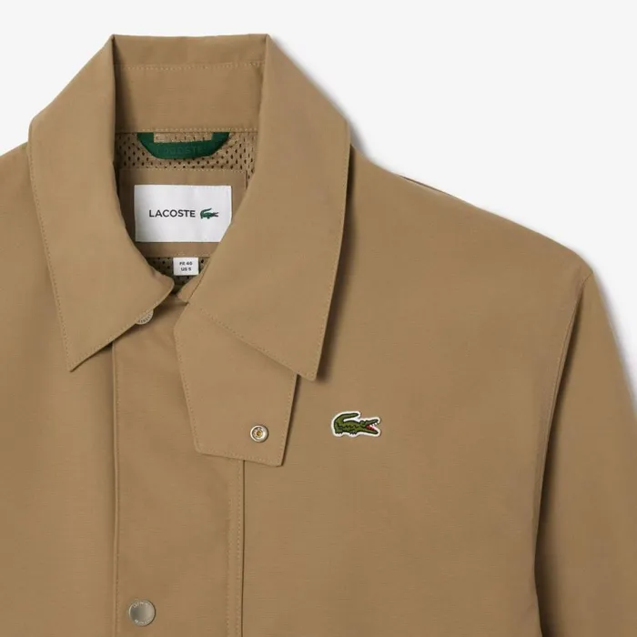 Jackets and Coats Men Lacoste Men039s Waterproof Collared Jacket Beige Cb8