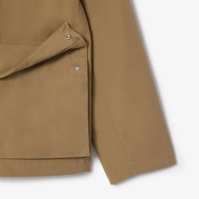 Jackets and Coats Men Lacoste Men039s Waterproof Collared Jacket Beige Cb8