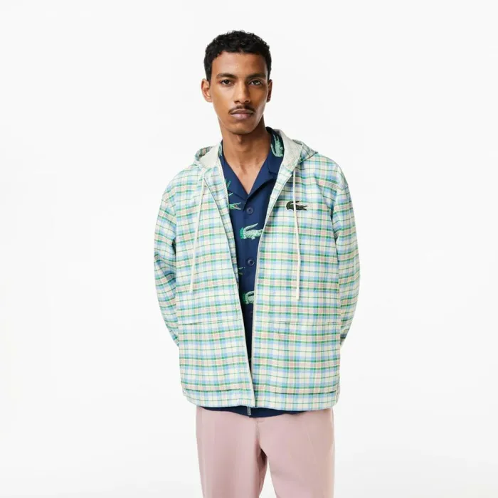 Jackets and Coats Men Lacoste Mens Checked Jacket White 2cq