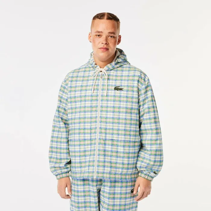 Jackets and Coats Men Lacoste Mens Checked Jacket White 2cq
