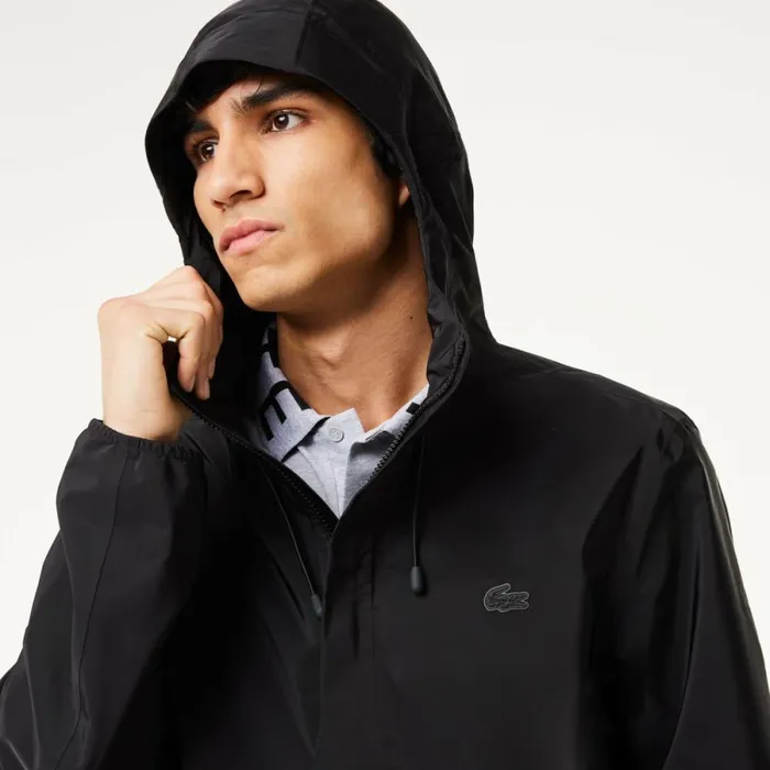 Jackets and Coats Men Lacoste Mens Waterproof Track Jacket Black 031